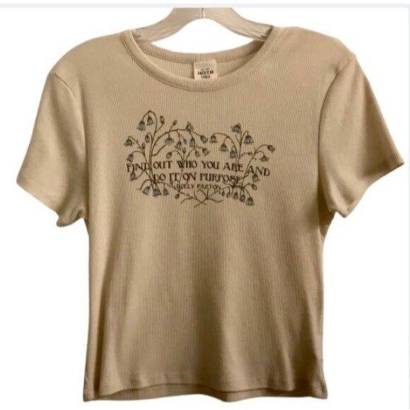 AE Dolly Parton Baby Doll Ribbed Band Tee L - Picture 1 of 7